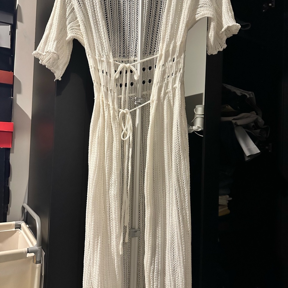 Off White Knit Cover Up Dress
